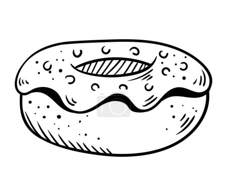 Téléchargez les illustrations : Sucre de donut sucré envie dessinée à la main icône alimentaire - en licence libre de droit