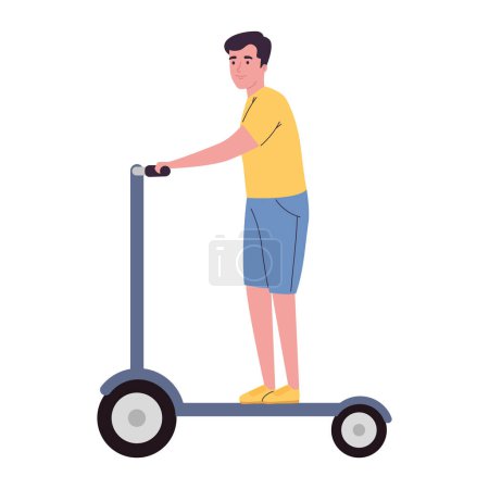 Ilustración de Niño montar empuje scooter icono aislado - Imagen libre de derechos