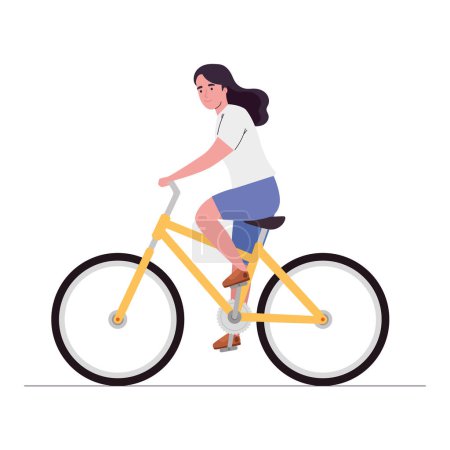 Illustration for Young woman cycling for fun icon isolated - Royalty Free Image