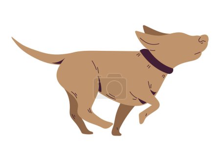 Illustration for Cute puppy silhouette walking over white - Royalty Free Image