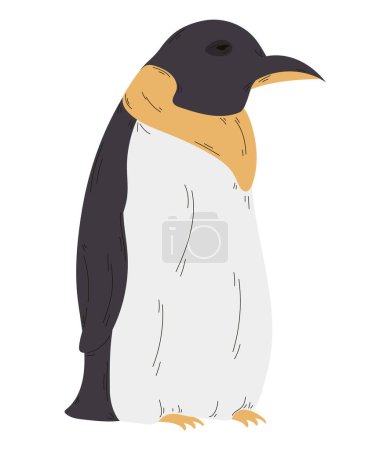 Téléchargez les illustrations : Joyeux bébé pingouin debout sur le blanc - en licence libre de droit