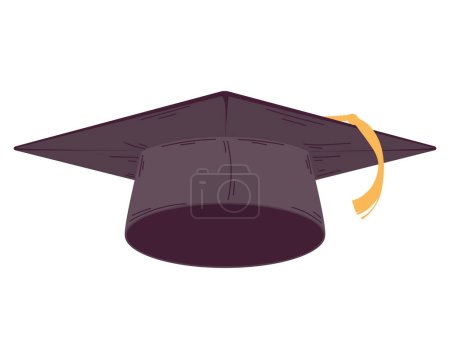 Téléchargez les illustrations : Casquette de graduation noire sur blanc - en licence libre de droit