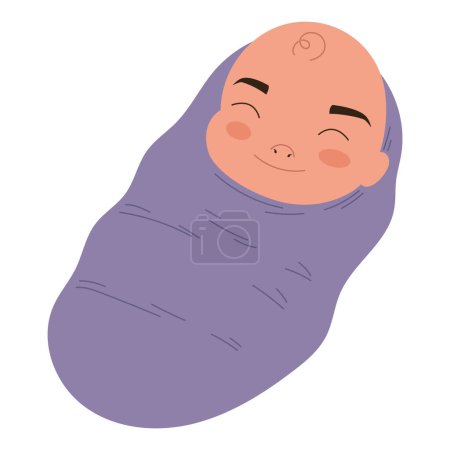 Ilustración de Pequeño lindo bebé niño durmiendo sobre blanco - Imagen libre de derechos