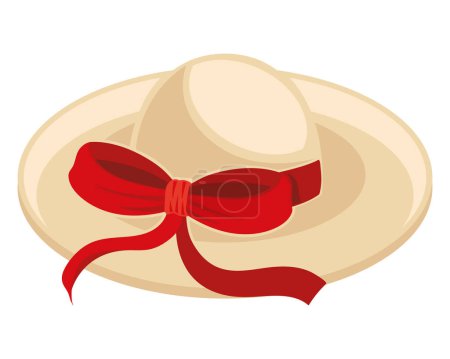 Ilustración de Sombrero de playa con nudo atado sobre blanco - Imagen libre de derechos