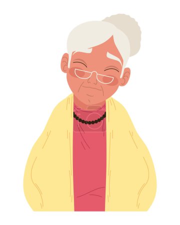 Ilustración de Abuelo sonriente con ropa amarilla sobre blanco - Imagen libre de derechos