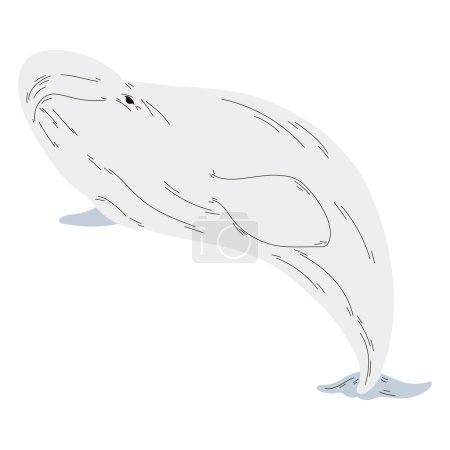 Téléchargez les illustrations : Mignonne silhouette de baleine nageant sur blanc - en licence libre de droit