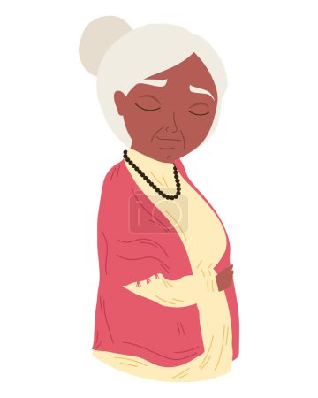 Illustration for One cheerful African woman in traditional dress over white - Royalty Free Image