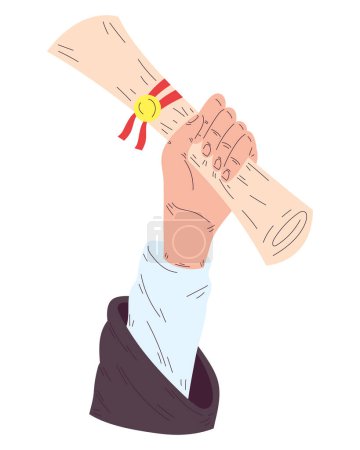 Illustration for Hand holding a diploma over white - Royalty Free Image