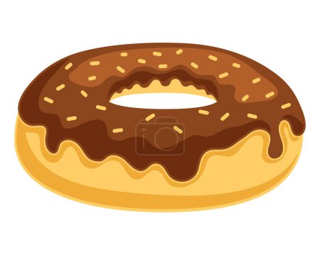 Ilustración de Donut de chocolate con glaseado de vainilla y espolvorea sobre blanco - Imagen libre de derechos