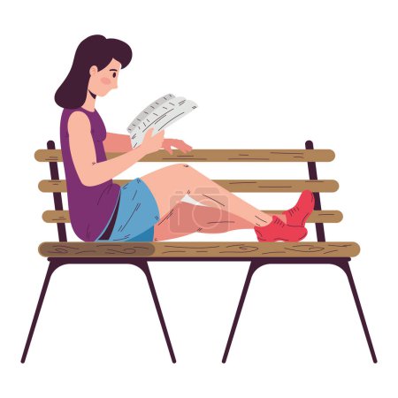 Ilustración de Una persona sentada en el banco sobre blanco - Imagen libre de derechos