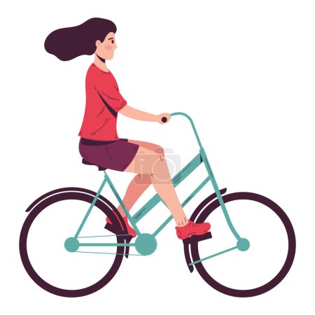 Ilustración de Mujer bicicleta montar diseño sobre blanco - Imagen libre de derechos