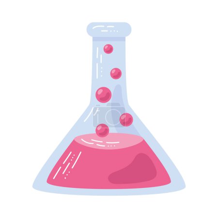 Illustration for Scientific experiment in laboratory flask over white - Royalty Free Image