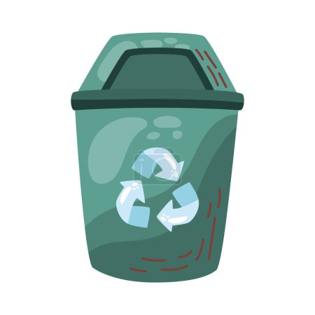 Illustration for Recycling symbol on green container over white - Royalty Free Image