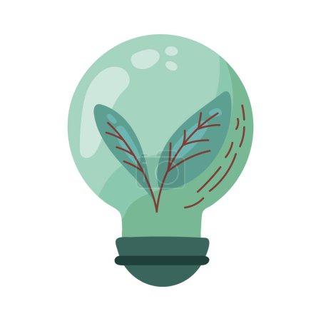 Illustration for Green innovation glows with light bulb over white - Royalty Free Image