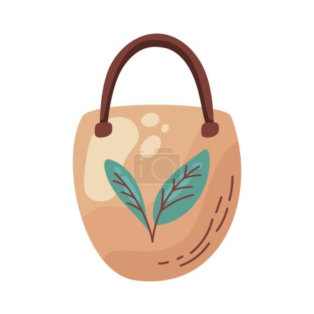 Illustration for Leaves symbol on bag over white - Royalty Free Image