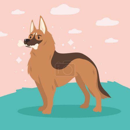 Téléchargez les illustrations : Mascotte de chien berger allemand personnage - en licence libre de droit