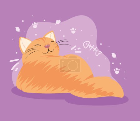 Illustration for Cute yellow cat lying character - Royalty Free Image