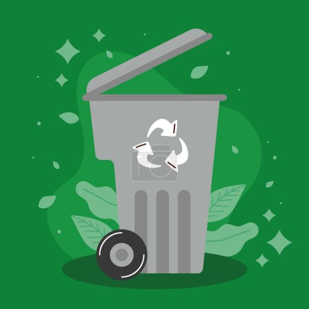 Illustration for Gray garbage pot ecology icon - Royalty Free Image