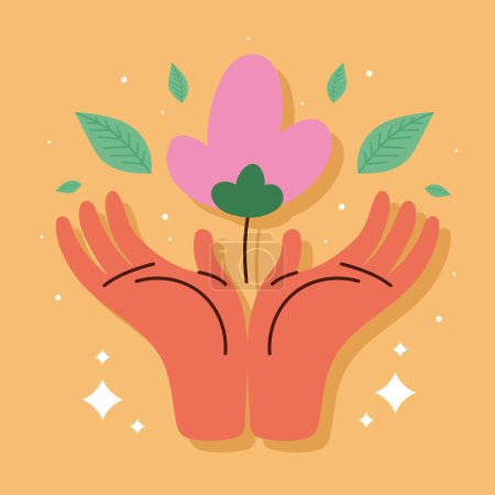 Illustration for Hands lifting flower garden icon - Royalty Free Image