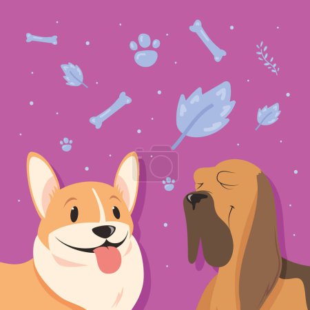 Illustration for Indog and beagle mascots characters - Royalty Free Image