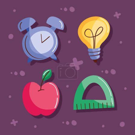 Illustration for Doodle school supplies set icons - Royalty Free Image