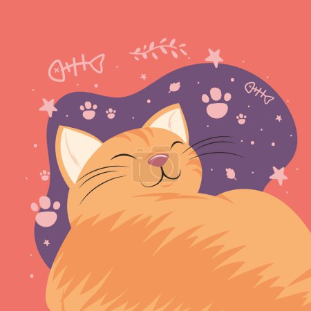 Illustration for Cute yellow cat with paws character - Royalty Free Image