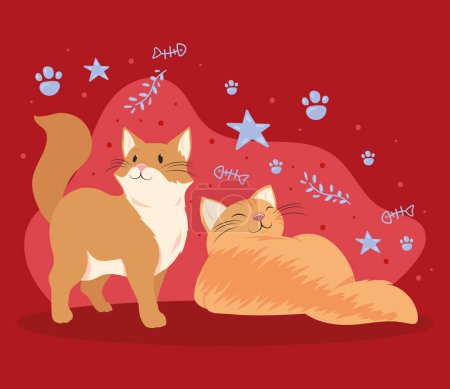 Illustration for Cats lying and walking characters - Royalty Free Image