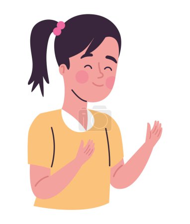 Illustration for Cheerful girl cartoon icon isolated - Royalty Free Image
