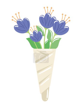 Ilustración de Flores púrpura icono de ramo aislado - Imagen libre de derechos