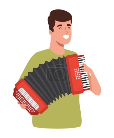 Ilustración de Músico tocando un icono de acordeón aislado - Imagen libre de derechos