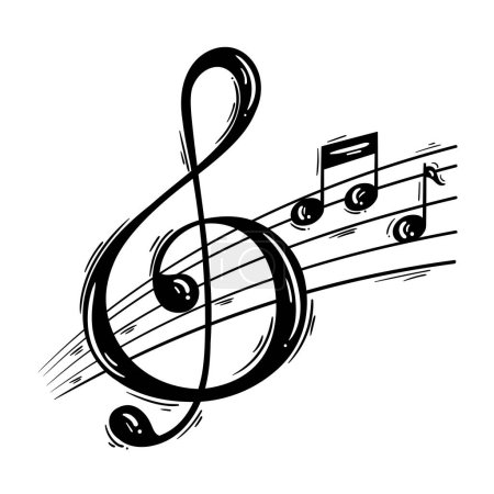 Téléchargez les illustrations : Grunge icône de notes de musique classique isolé - en licence libre de droit