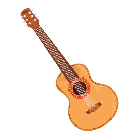 Téléchargez les illustrations : Icône de guitare acoustique en bois isoalté - en licence libre de droit