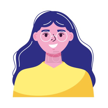 Ilustración de Chica alegre en lindos vestidos amarillos icono aislado - Imagen libre de derechos