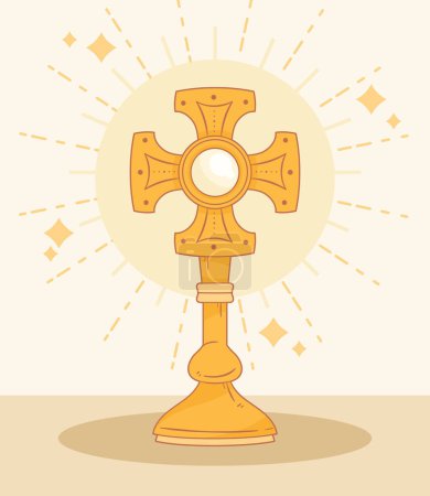 Photo for Vector golden cross symbolizes spirituality over white - Royalty Free Image