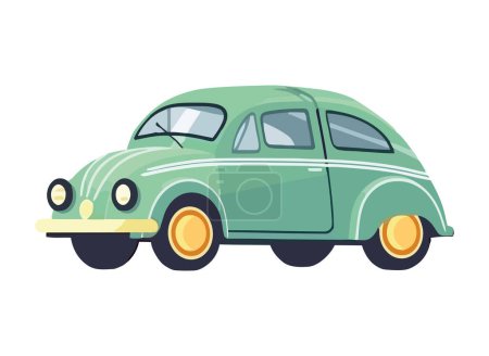 Téléchargez les illustrations : Vert voiture mignonne icône du véhicule isolé - en licence libre de droit