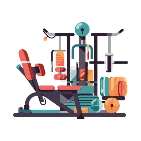 Illustration for Gym equipment weights and machines icon isolated - Royalty Free Image