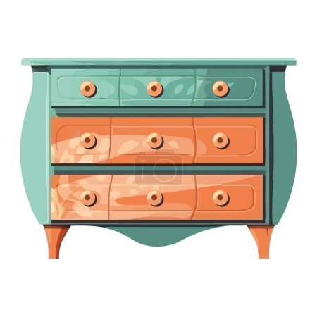 Illustration for Wooden dresser furniture ornate icon isolated - Royalty Free Image