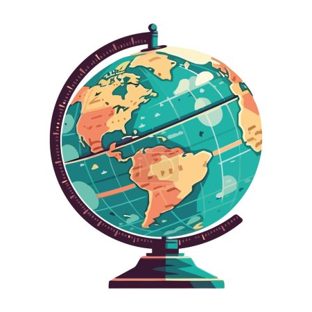 Illustration for Education physical geography world map icon isolated - Royalty Free Image