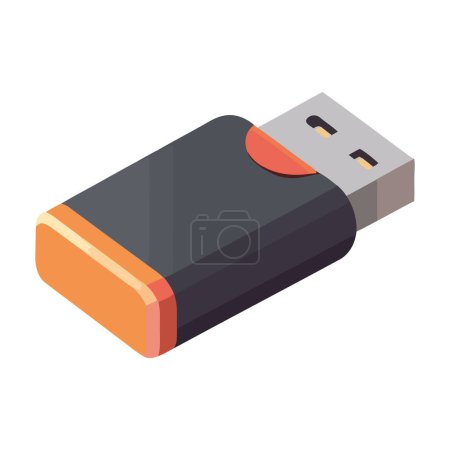 Téléchargez les illustrations : Clé USB symbolise sauvegarde des données et icône de stockage isolé - en licence libre de droit