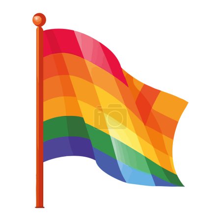 Ilustración de Bandera del arco iris ondeando con orgullo y libertad icono aislado - Imagen libre de derechos