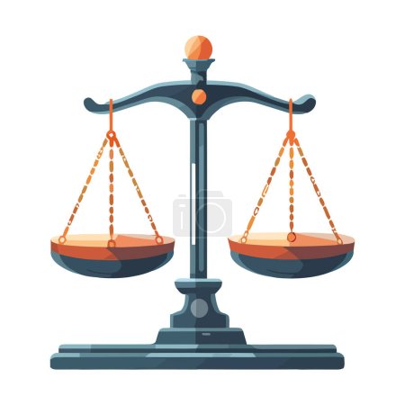 Illustration for Justice symbolized by balanced scales of law icon isolated - Royalty Free Image