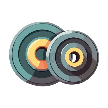 Illustration for Metal weights circle, gym equipment for exercising icon isolated - Royalty Free Image
