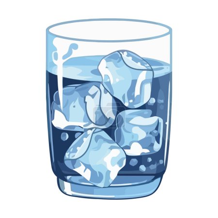 Téléchargez les illustrations : Cube de glace frais en verre transparent icône isolée - en licence libre de droit