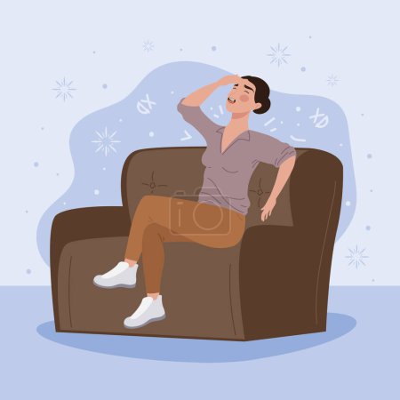 Téléchargez les illustrations : Woman laughing in the sofa character - en licence libre de droit