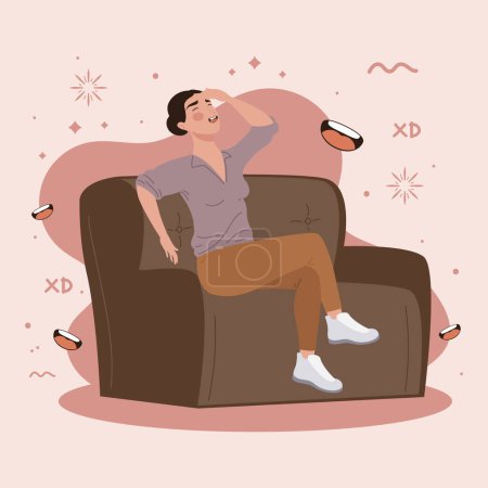 Illustration for Girl laughing in the sofa character - Royalty Free Image