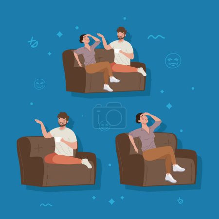 Illustration for Group of people laughing in the sofas characters - Royalty Free Image
