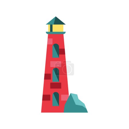 Illustration for Red lighthouse design over white - Royalty Free Image