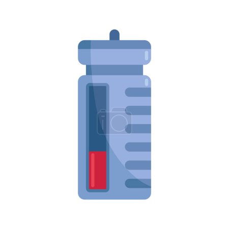 Ilustración de Una sola botella plana azul simboliza agua purificada sobre blanco - Imagen libre de derechos