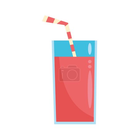 Ilustración de Cóctel con fruta y beber paja sobre blanco - Imagen libre de derechos