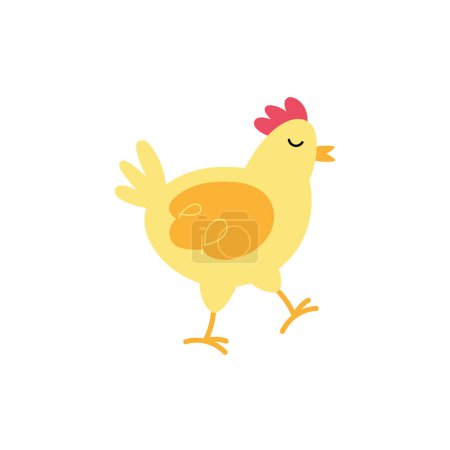 Illustration for Cute chicken standing over white - Royalty Free Image